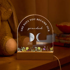 Personalised Grandad Moon Phase Lamp, Custom Grandchildren Acrylic Night Light, Family Moon Keepsake Gift