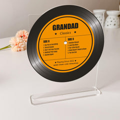 Funny Grandad Vinyl Record Plaque, Personalised Father’s Day Grandpa Gift, Classics Acrylic Sign