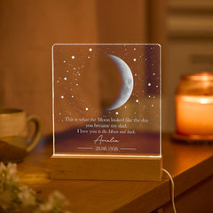 Personalised Moon Phase Lamp Gift for Dad, Custom Acrylic Night Light
