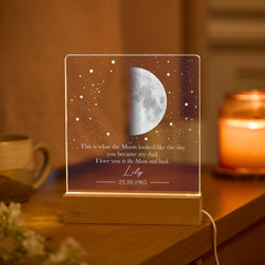 Personalised Moon Phase Lamp Gift for Dad, Custom Acrylic Night Light