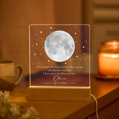 Personalised Moon Phase Lamp Gift for Dad, Custom Acrylic Night Light