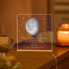 Personalised Moon Phase Lamp Gift for Dad, Custom Acrylic Night Light
