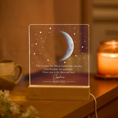 Personalised Grandad Moon Lamp, Custom Moon Phase Night Light, Grandfather Acrylic LED Gift