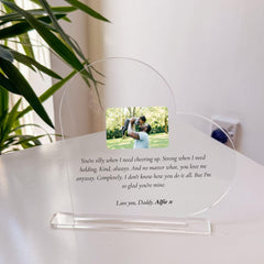 Personalised Acrylic Heart Plaque for Dad, Custom Daddy Photo Gift, Father’s Day Keepsake