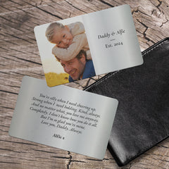 Personalised Double Sided Wallet Photo Card for Dad, Custom Father’s Day Daddy Keepsake