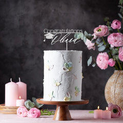 Personalised Congratulations Graduation Cake Topper Wooden Name Graduate Gift