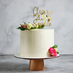 Personalised Class Of 2026 Graduation Cake Topper Acrylic Mirror Gold Silver Name