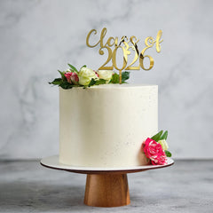 Class Of 2026 Graduation Cake Topper Acrylic Mirror Gold Silver Graduate Party