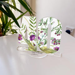 Personalised Birthday Floral Acrylic Number Sign Milestone 30th 40th 50th Age Gift Her