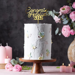 Personalised Congrats Graduation Cake Topper Gold Silver Acrylic Class Of 2026
