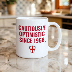 England Football World Cup 2026 Mug – Cautiously Optimistic Since 1966. Match Day Gift