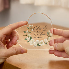 Personalised Heart Acrylic Plaque – Wedding Engagement Anniversary Keepsake