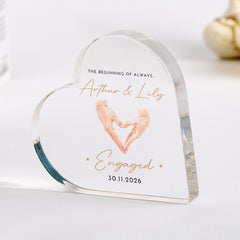 Personalised Engagement Heart Acrylic Plaque – Custom Couple Keepsake Gift