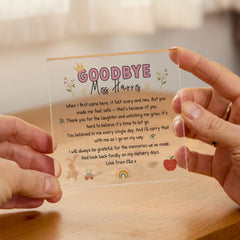 Personalised Nursery Teacher Goodbye Acrylic Plaque Gift Leaving Nursery Keepsake from Child