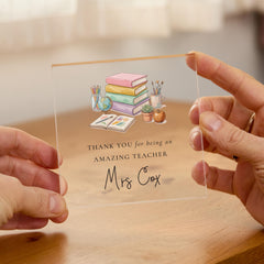 Personalised Teacher Acrylic Block – Thank You Teacher Gift End of Term Keepsake