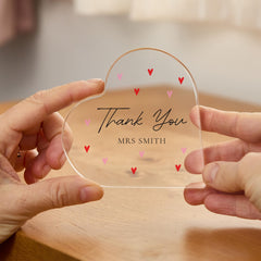 Personalised Teacher Heart Acrylic Keepsake – Thank You Gift for Teacher