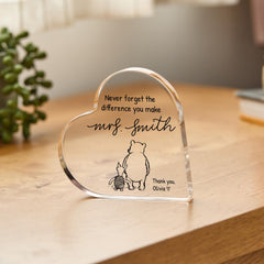 Personalised Teacher Heart Acrylic Plaque – Thank You Teacher Keepsake from Child