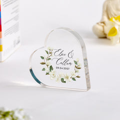 Personalised Heart Acrylic Plaque – Wedding Engagement Anniversary Keepsake