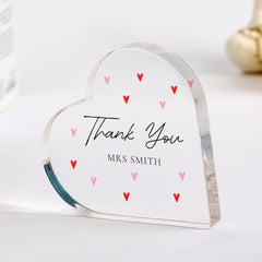 Personalised Teacher Heart Acrylic Keepsake – Thank You Gift for Teacher