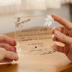 Personalised Teacher Acrylic Plaque Gift – Thank You Teacher Keepsake from Child