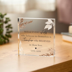 Personalised Teacher Acrylic Plaque Gift – Thank You Teacher Keepsake from Child