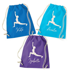 Personalised Yoga Drawstring Bag, Kids Gym Sack, Custom PE Bag, Class Kit, Wellness Gift for Girls