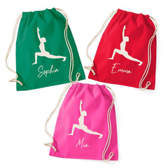 Personalised Yoga Drawstring Bag, Kids Gym Sack, Custom PE Bag, Class Kit, Wellness Gift for Girls