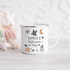 Personalised Halloween Mug, Cute Bat Ghost Pumpkin Kids Cup