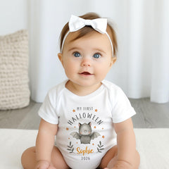 Personalised My First Halloween Baby Bodysuit, Cute Bat Baby Halloween Outfit