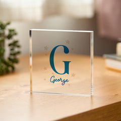 Personalised Initial Acrylic Block, Custom Name Plaque, Kids Room Gift