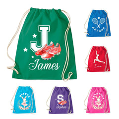 Personalised Sports Drawstring Bag, Custom Name PE Gym Bag, Kids Sports Bag