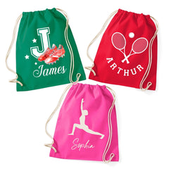 Personalised Sports Drawstring Bag, Custom Name PE Gym Bag, Kids Sports Bag