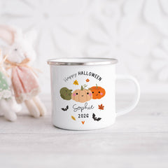 Kids Halloween Mug, Personalised Pumpkin Cup, Custom Name Keepsake
