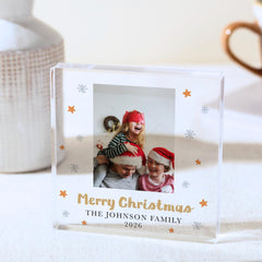 Personalised Christmas Acrylic Photo Plaque Gift, Custom Family Picture Block Keepsake