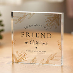 Personalised Christmas Acrylic Plaque Friend Gift, Bestie Keepsake, Xmas Friendship Present