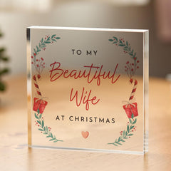 Beautiful Wife Acrylic Plaque Christmas Gift, Romantic Keepsake for Newlywed