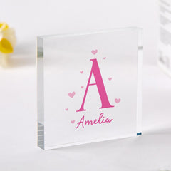 Personalised Initial Acrylic Block, Custom Name Plaque, Kids Room Gift