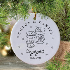 Personalised Engagement Ceramic Ornament, Engaged Couple Keepsake Christmas Gift