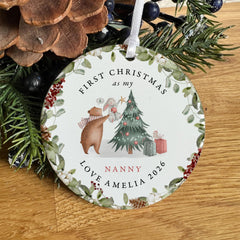 Personalised First Christmas as Nanny Ornament, Christmas Gift for Grandma