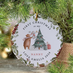 Personalised First Christmas as Nanny Ornament, Christmas Gift for Grandma