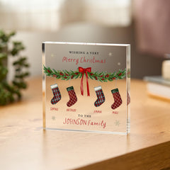 Personalised Family Christmas Acrylic Plaque Gift, Xmas Keepsake with Names, Custom Decoration