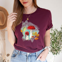 Autumn Mushroom T-Shirt, Watercolour Woodland Fall Tee