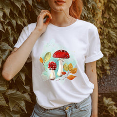 Autumn Mushroom T-Shirt, Watercolour Woodland Fall Tee