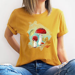 Autumn Mushroom T-Shirt, Watercolour Woodland Fall Tee