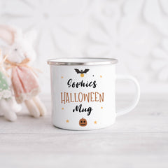 Personalised Halloween Mug, Custom Name Pumpkin Bat Kids Cup