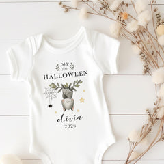 Personalised Baby First Halloween Bodysuit, Cute Bat Halloween Baby Outfit