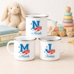 Personalised Football Initial Mug, Boys Football Gift, Custom Name Kids Mug