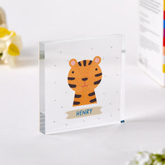 Personalised Animal Acrylic Plaque Gift for Kids, Name Block, Christmas Keepsake