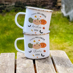 Kids Halloween Mug, Personalised Pumpkin Cup, Custom Name Keepsake