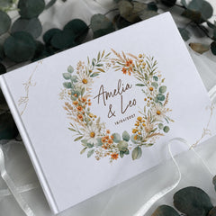 Rustic Floral Autumn Wedding Guest Book Personalised Gift for Couples
